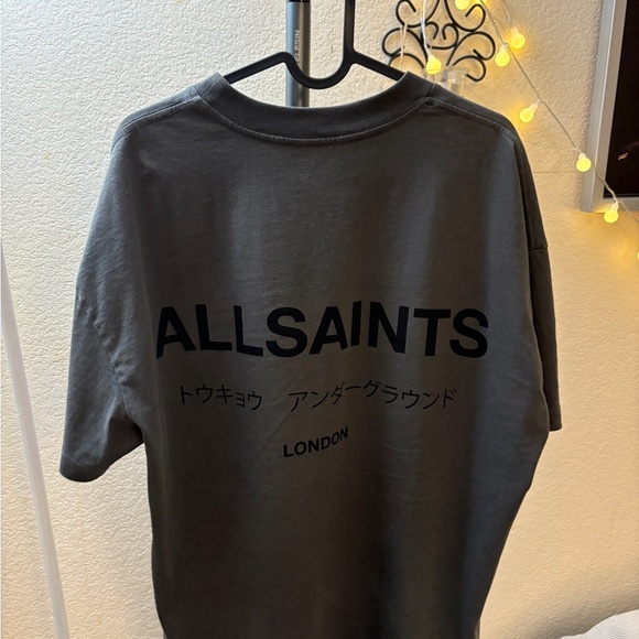 All Saints Beige Logo T-Shirt - Picture 1 of 4